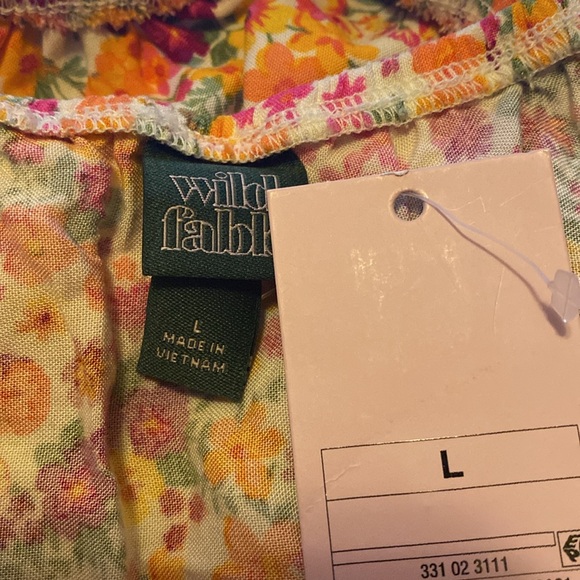 Wild Fable Floral Print Very Short Cropped Capped Sleeves Top Size Large NWT - Picture 6 of 6